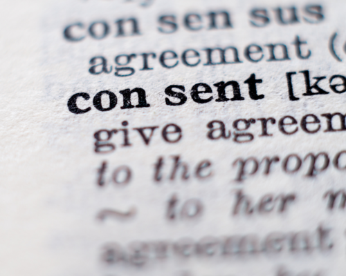 Dictionary close up on the definition of consent