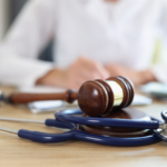 A judges gavel in front of a judge